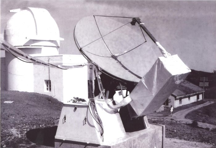 3 GHz Antenna system used  for solar <br/>radio  flux patrol at the Kodaikanal observatory in the mid 1960s.