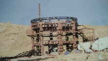 Construction of the telescope building at Hanle and assembly of the dome rail.