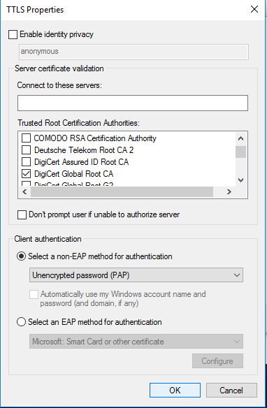 Windows- TTLS properties enable